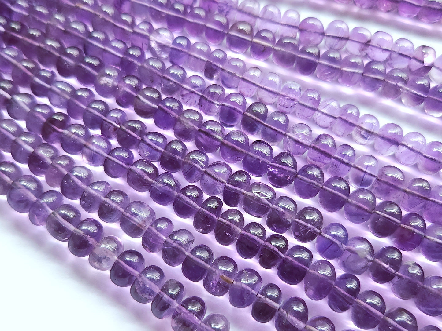 Natural Amethyst Smooth Rondelle Beads Necklace | 7 To 11 MM