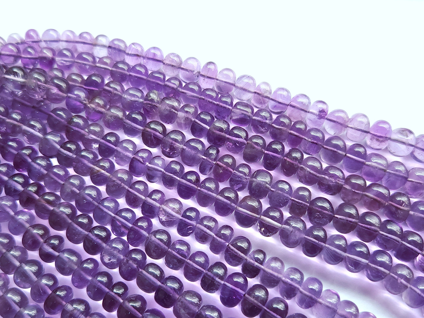 Natural Amethyst Smooth Rondelle Beads Necklace | 7 To 11 MM