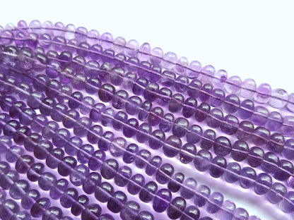 Natural Amethyst Smooth Rondelle Beads Necklace | 7 To 11 MM