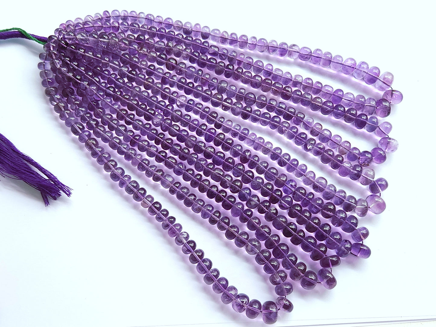 Natural Amethyst Smooth Rondelle Beads Necklace | 7 To 11 MM