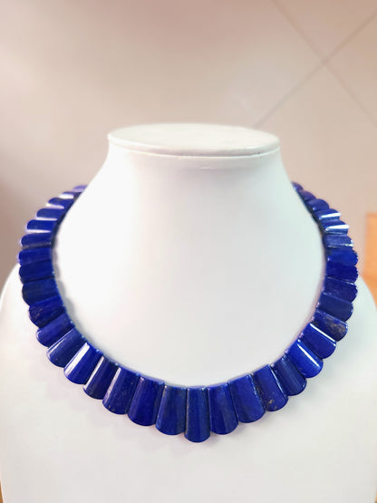 Natural Lapis Lazuli Bib Necklace | Handmade Gemstone Cleopatra Choker