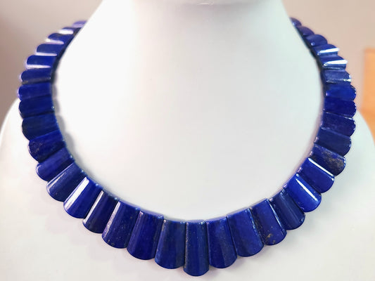 Natural Lapis Lazuli Bib Necklace | Handmade Gemstone Cleopatra Choker