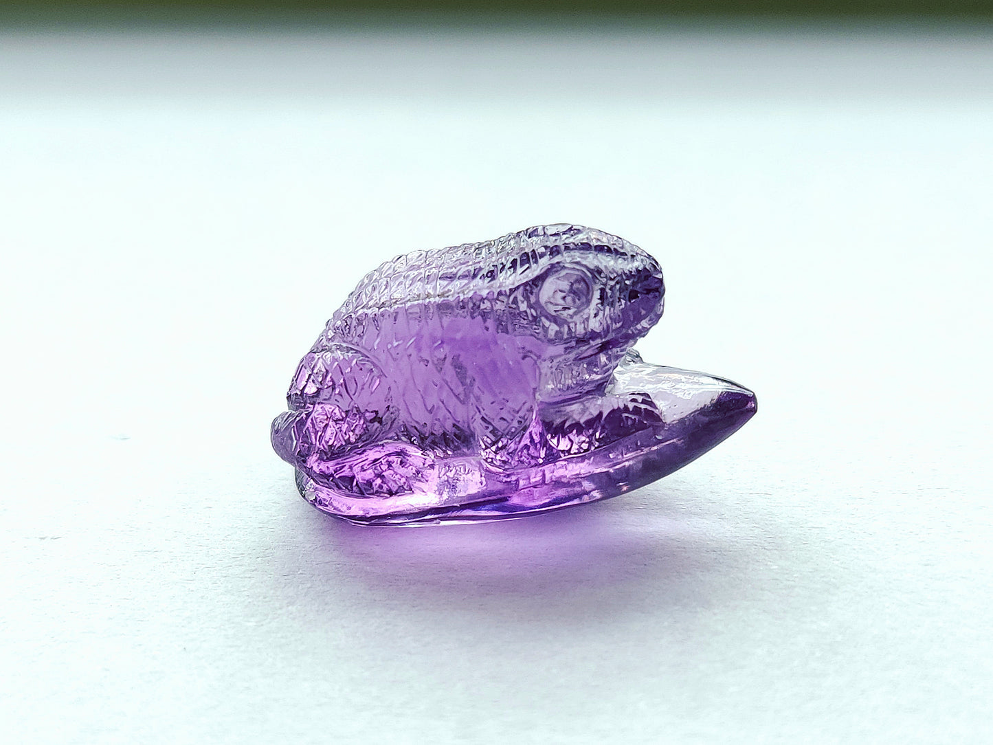 Natural Amethyst Carved Animal Figurine - Frog