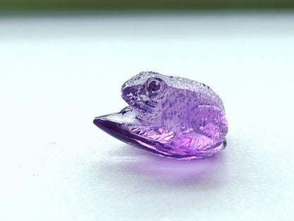 Natural Amethyst Carved Animal Figurine - Frog