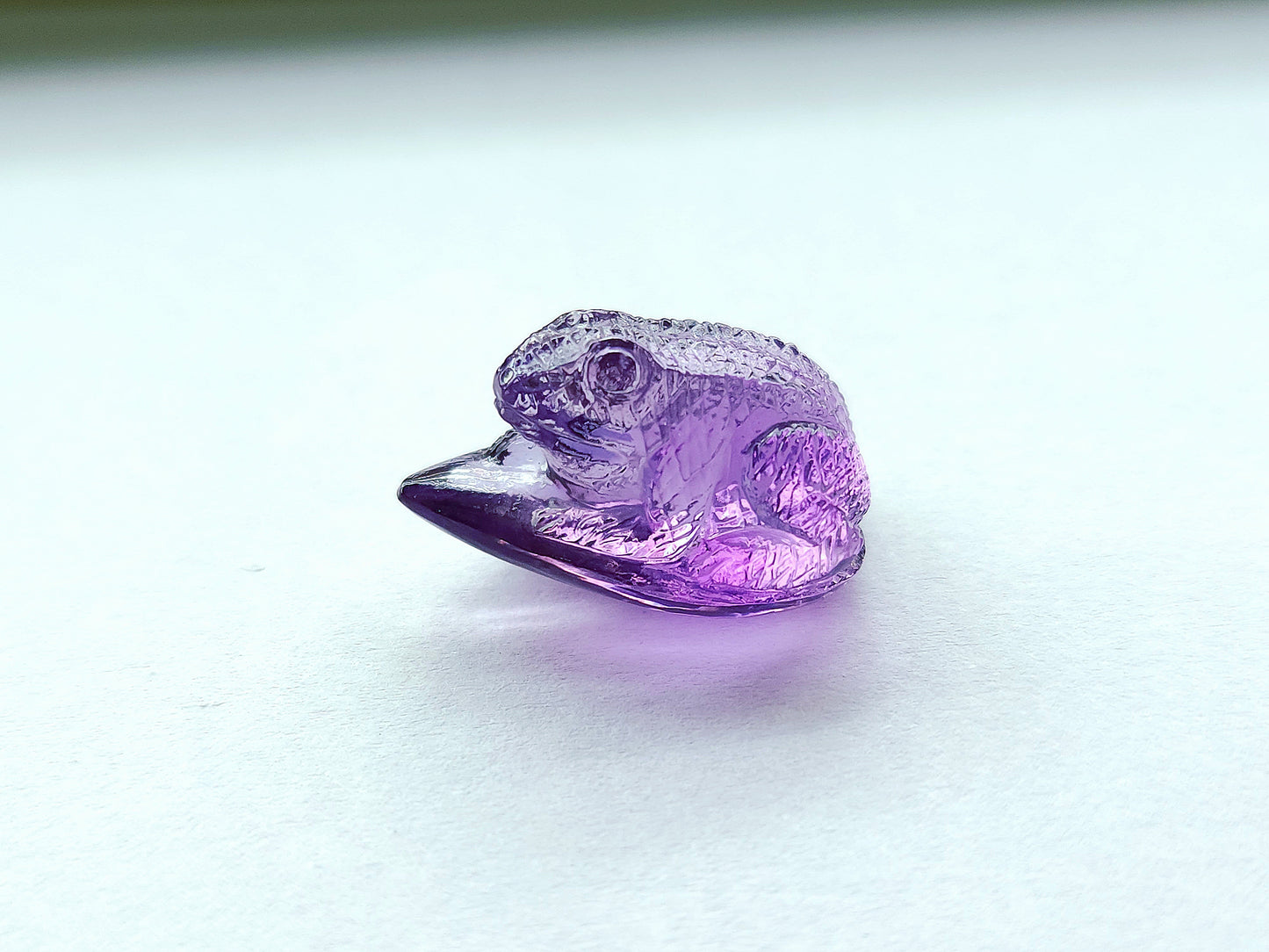 Natural Amethyst Carved Animal Figurine - Frog