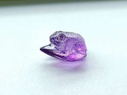 Natural Amethyst Carved Animal Figurine - Frog