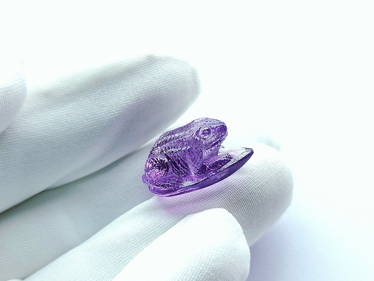 Natural Amethyst Carved Animal Figurine - Frog
