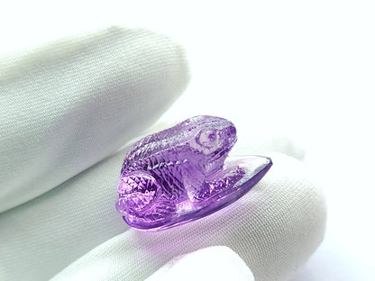 Natural Amethyst Carved Animal Figurine - Frog