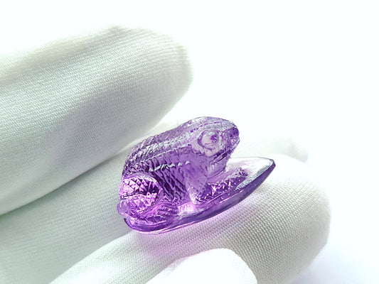 Natural Amethyst Carved Animal Figurine - Frog