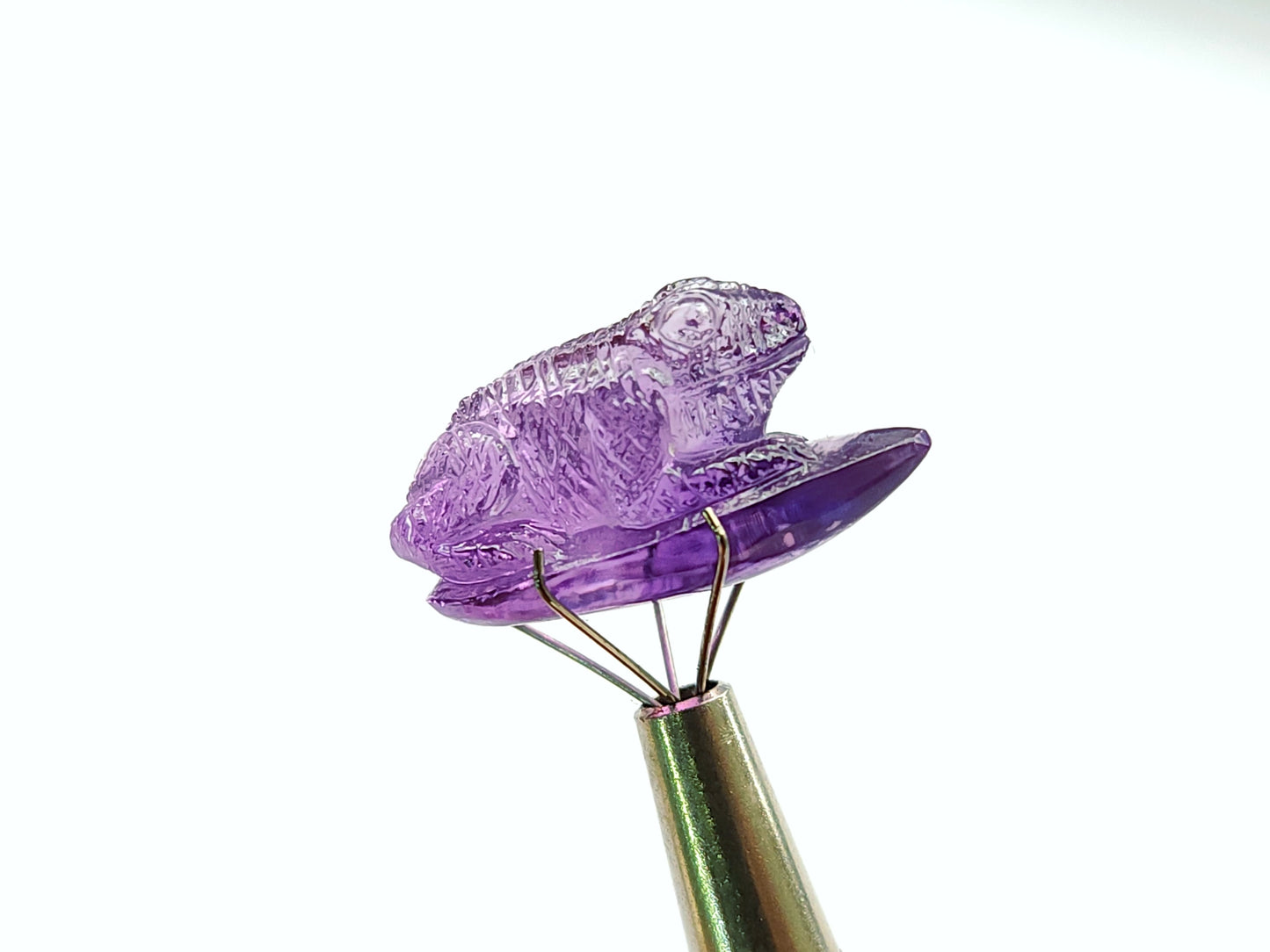 Natural Amethyst Carved Animal Figurine - Frog