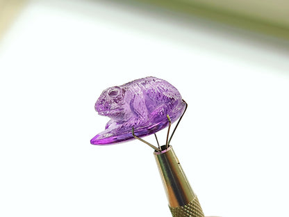 Natural Amethyst Carved Animal Figurine - Frog