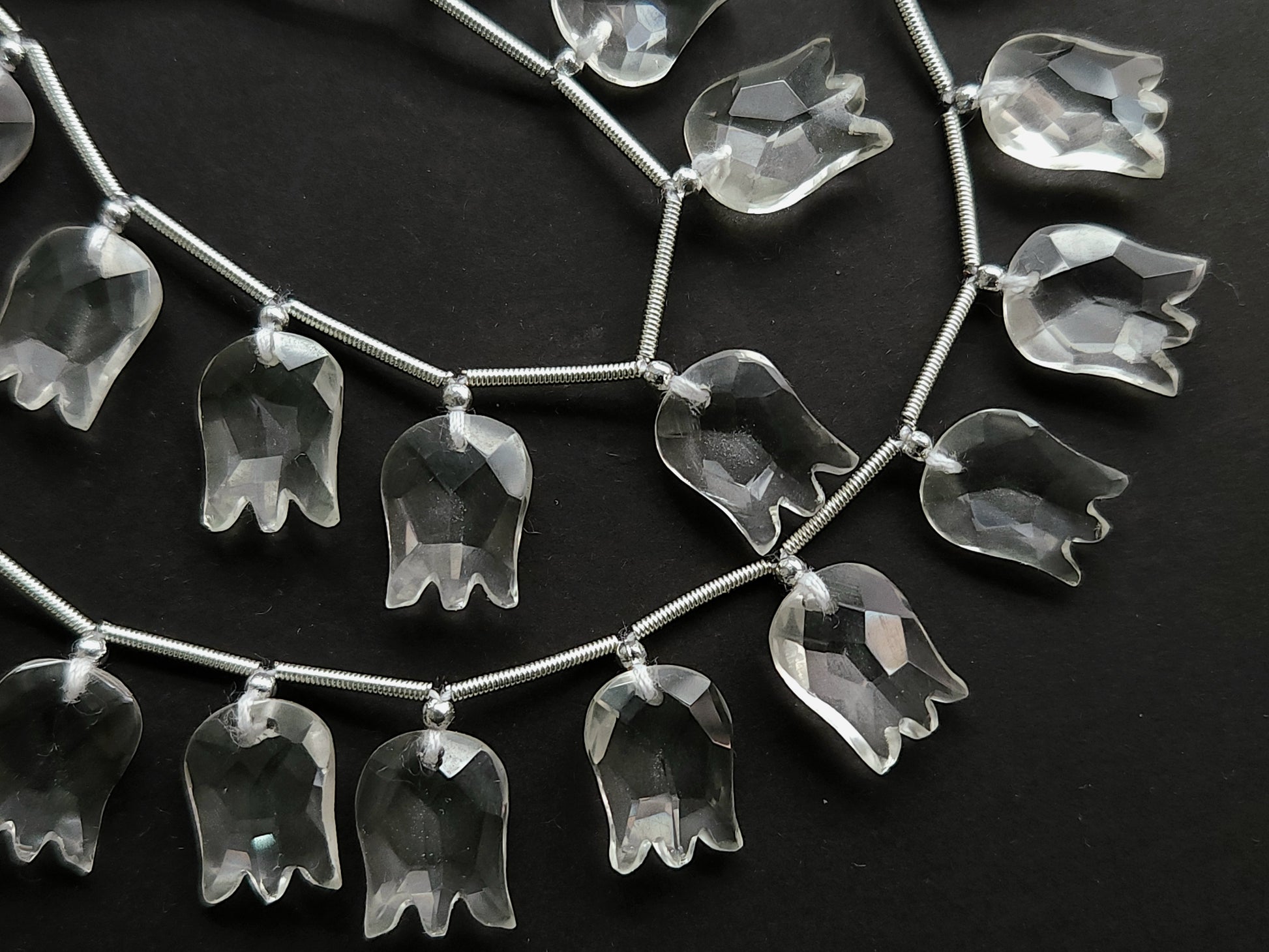 Natural Crystal Hammered Faceted Cut Beads
