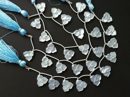 Natural Crystal & Mother of Pearl Triplet Carved Flower Beads| 10 Pieces