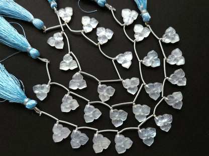 Natural Crystal & Mother of Pearl Triplet Carved Flower Beads| 10 Pieces