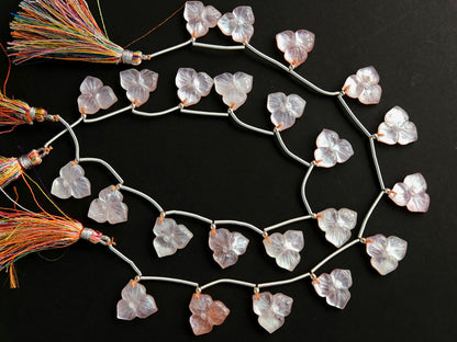 Natural Crystal & Mother of Pearl Triplet Carved Flower Beads| 10 Pieces