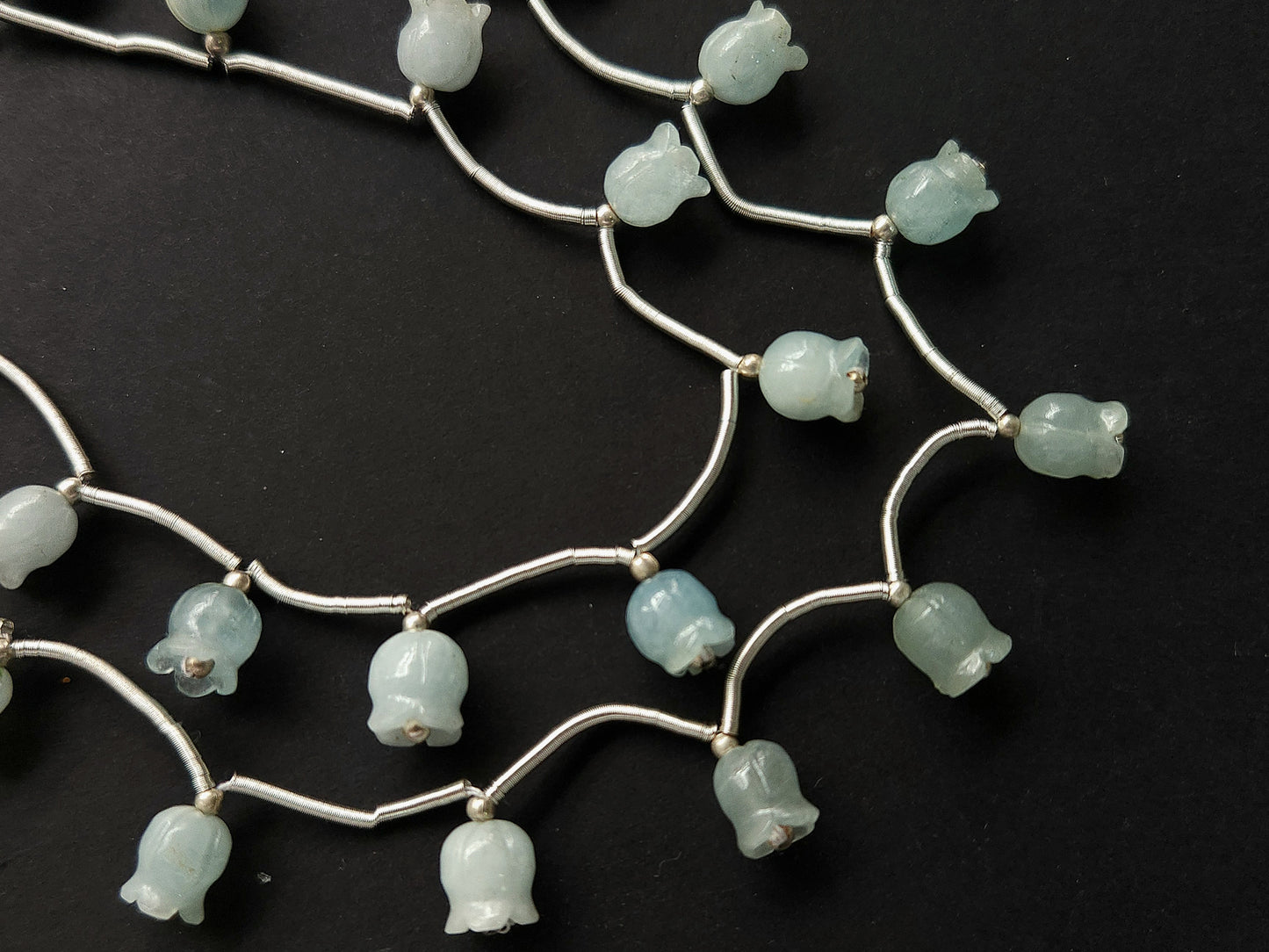 Natural Aquamarine Carved Lily of The Valley | Carved Flowers