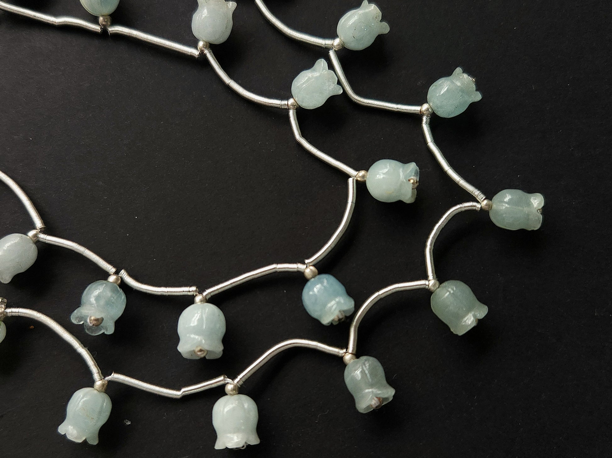 Natural Aquamarine Carved Lily of The Valley | Carved Flowers