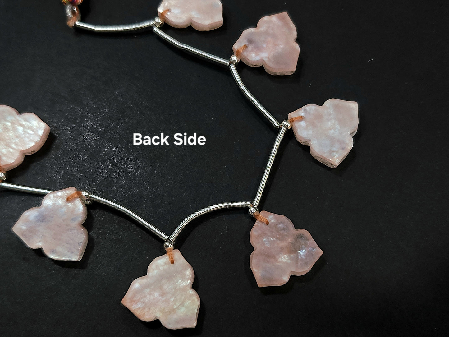 Natural Crystal & Mother of Pearl Triplet Carved Flower Beads| 10 Pieces