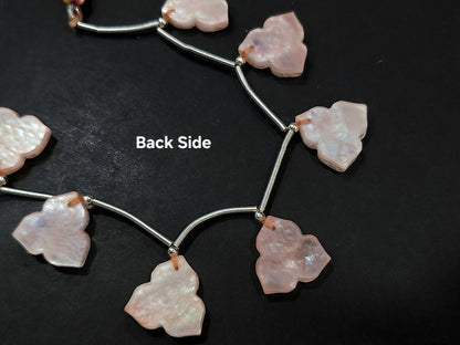 Natural Crystal & Mother of Pearl Triplet Carved Flower Beads| 10 Pieces