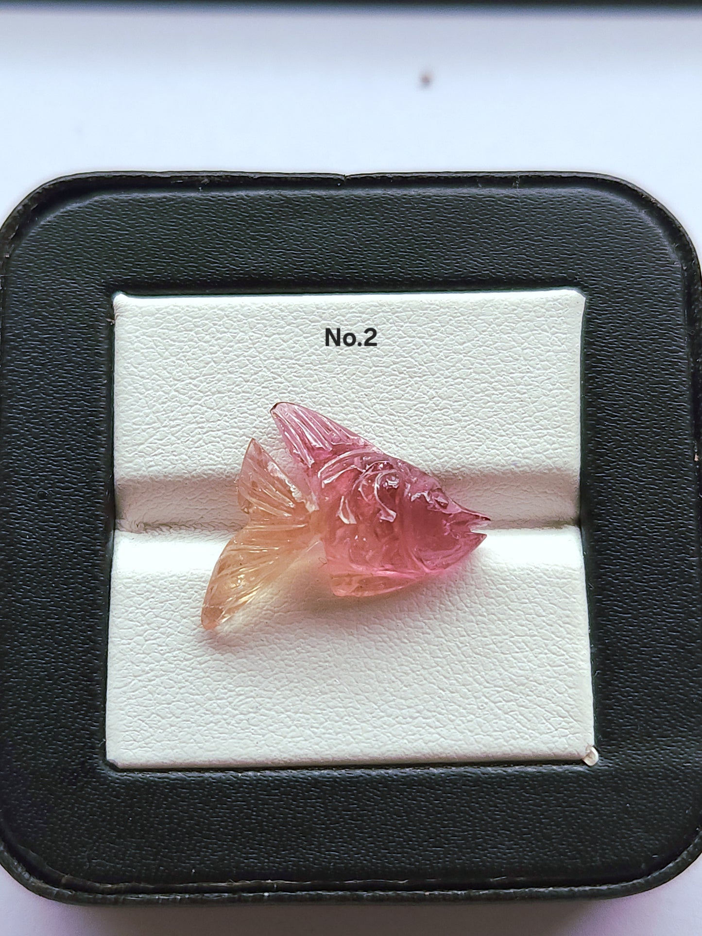 Rare! Natural Bi-Tourmaline Carved Fishes