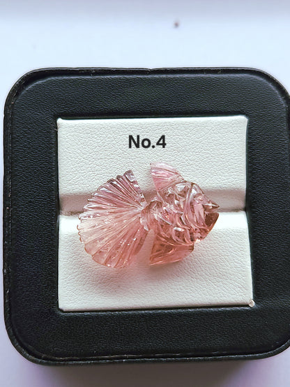 Rare! Natural Bi-Tourmaline Carved Fishes