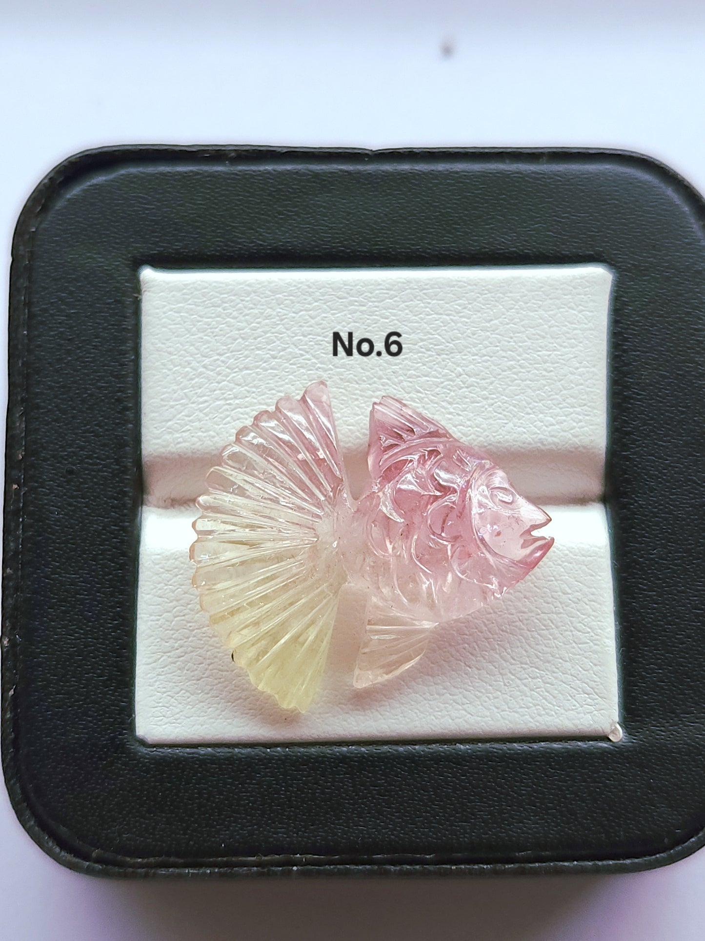 Rare! Natural Bi-Tourmaline Carved Fishes