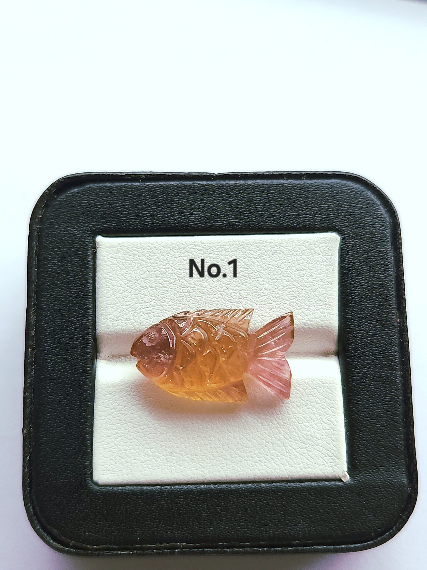 Rare! Natural Bi-Tourmaline Carved Fishes