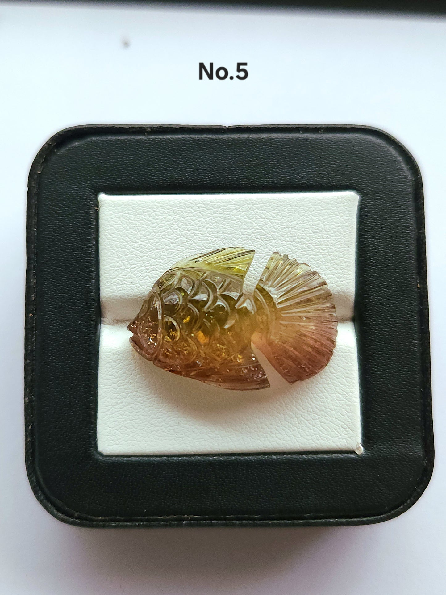 Rare! Natural Bi-Tourmaline Carved Fishes