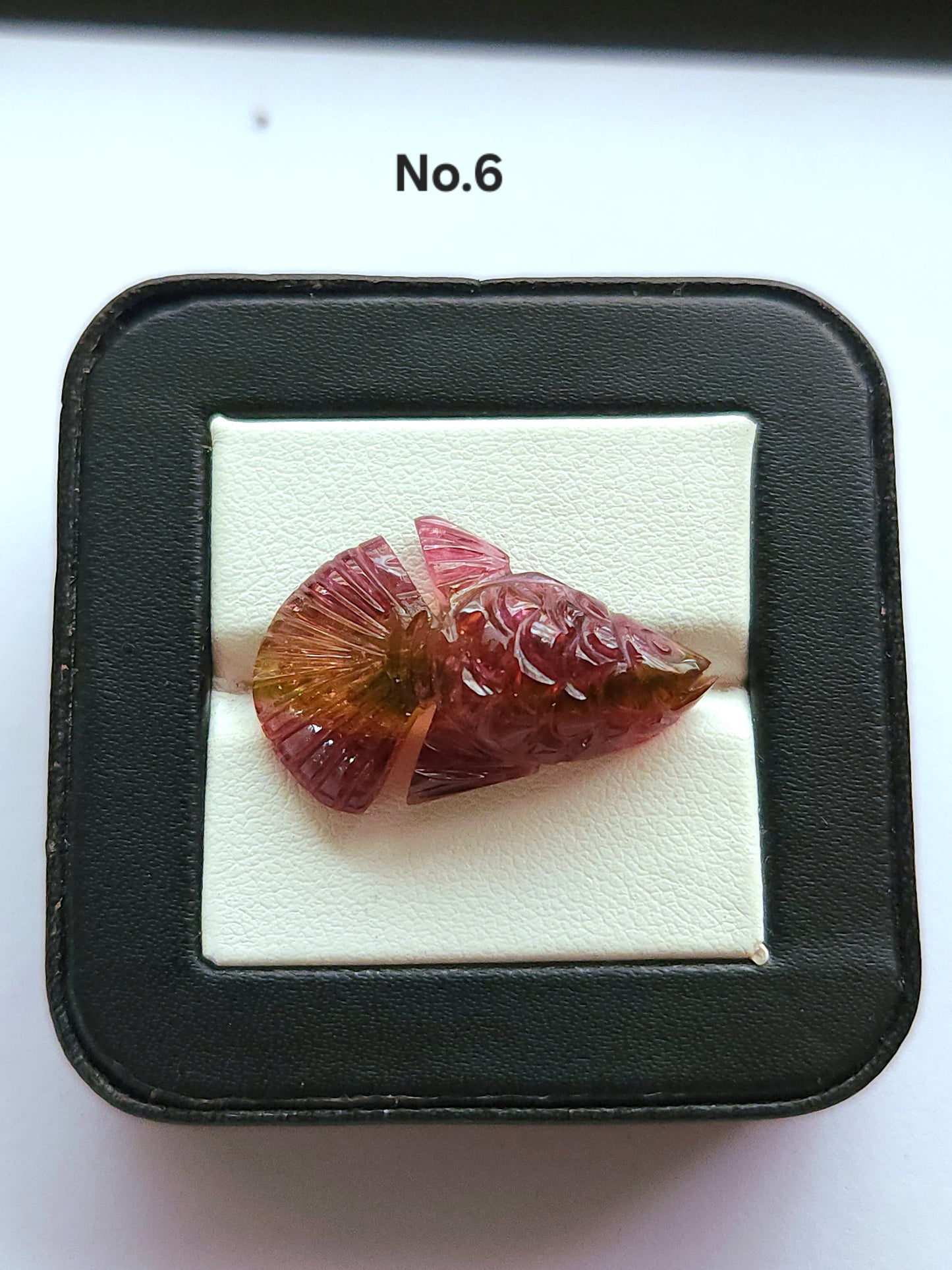 Rare! Natural Bi-Tourmaline Carved Fishes