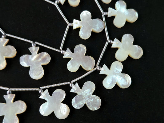 Mother of Pearl Faceted Club Beads | Rose Cut Club Gemstone Beads