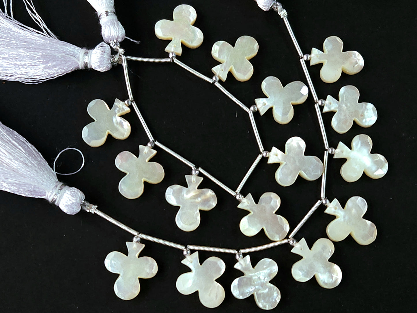 Mother of Pearl Faceted Club Beads | Rose Cut Club Gemstone Beads