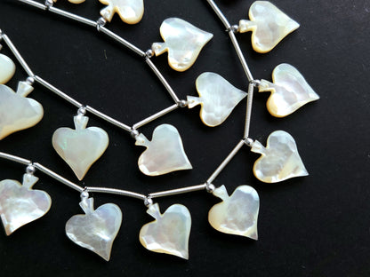Natural Mother of Pearl Faceted Spade Beads | Rose Cut Spade Shape