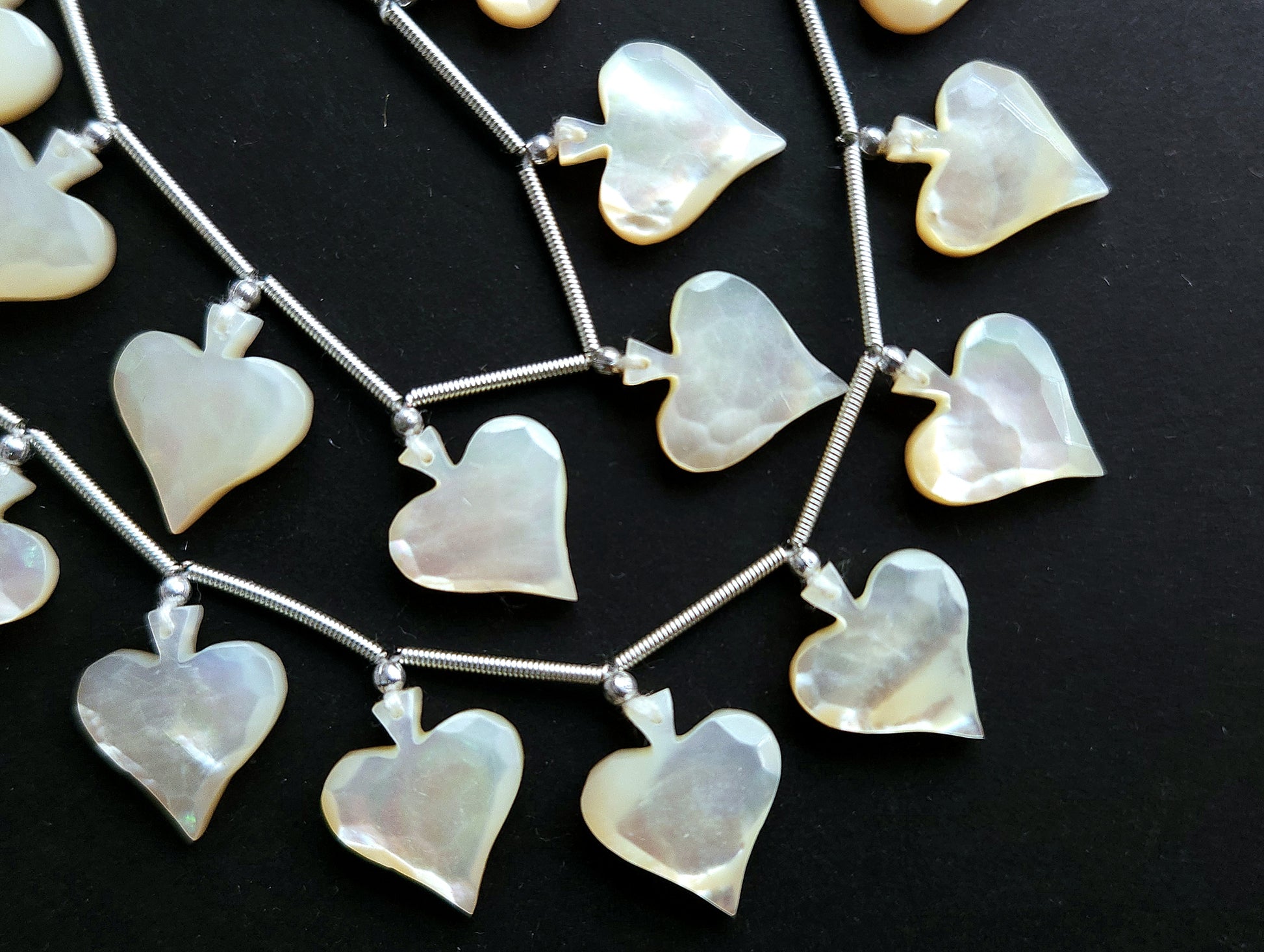8 Pieces | Mother of Pearl Faceted Spade Beads | 14x16 MM Rose Cut Spade 
