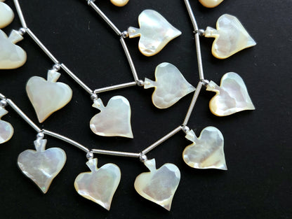 8 Pieces | Mother of Pearl Faceted Spade Beads | 14x16 MM Rose Cut Spade 