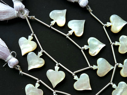 Natural Mother of Pearl Faceted Spade Beads | Rose Cut Spade Shape