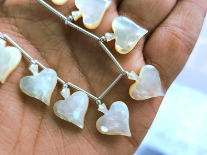 Natural Mother of Pearl Faceted Spade Beads | Rose Cut Spade Shape