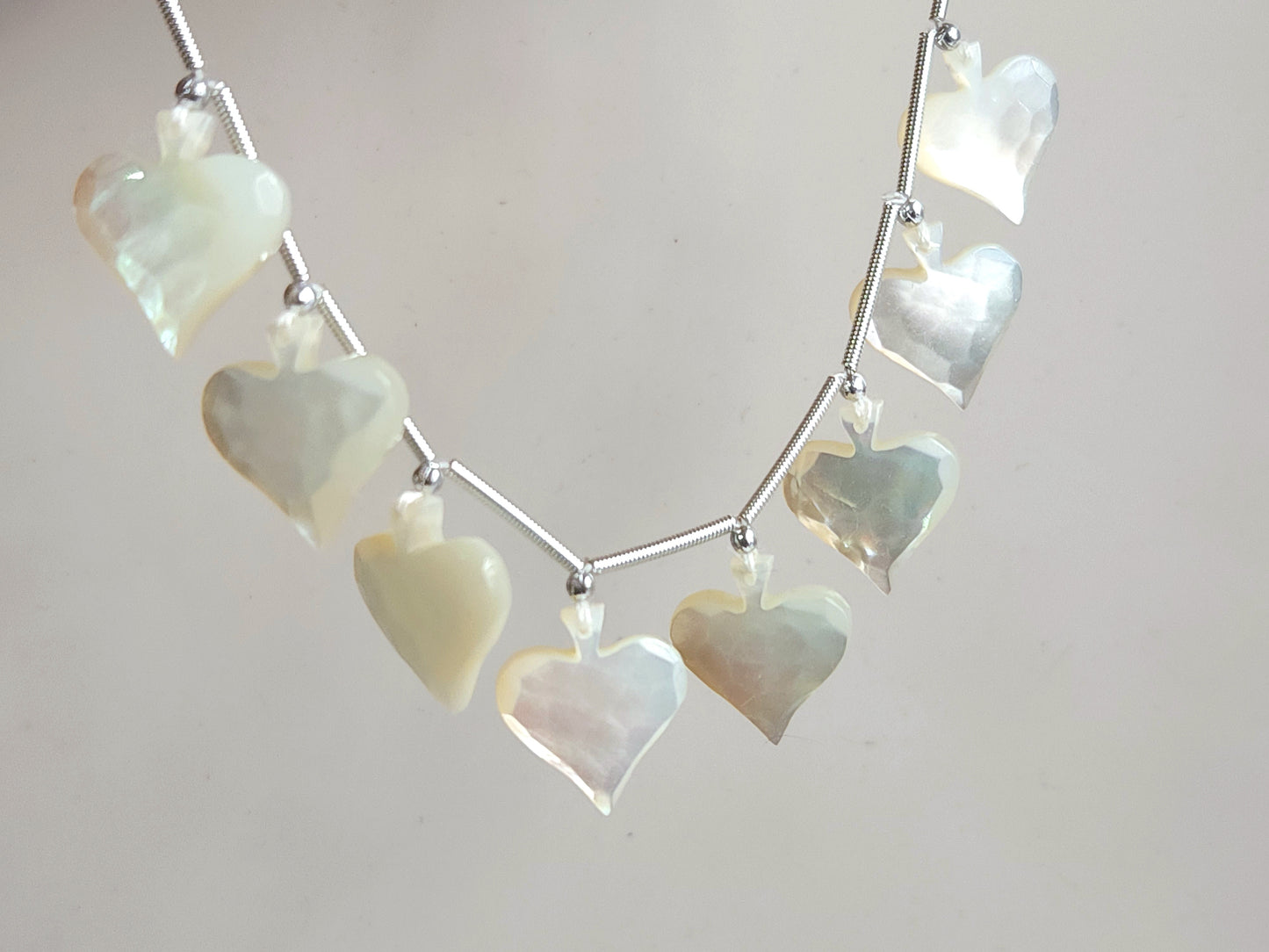 Natural Mother of Pearl Faceted Spade Beads | Rose Cut Spade Shape