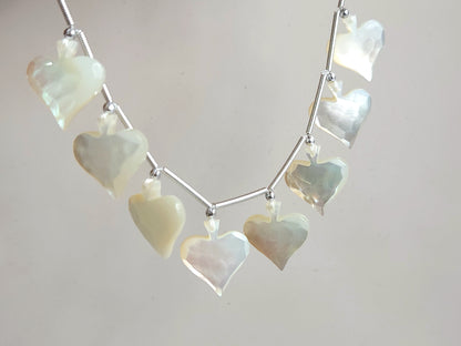Natural Mother of Pearl Faceted Spade Beads | Rose Cut Spade Shape