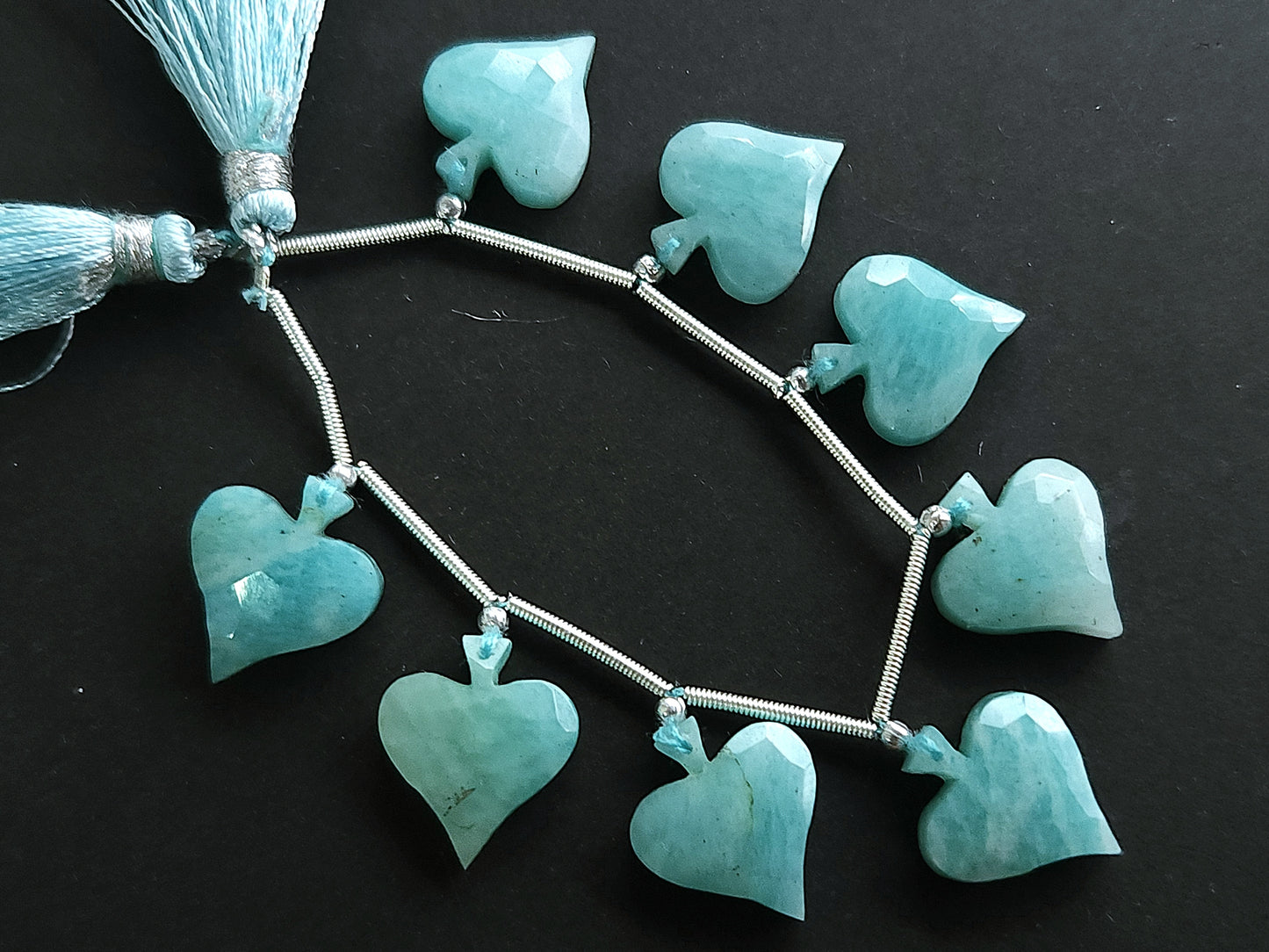 8 Pieces | Natural Amazonite Faceted Spade Beads | 14x16 MM Amazonite Rose Cut Spades