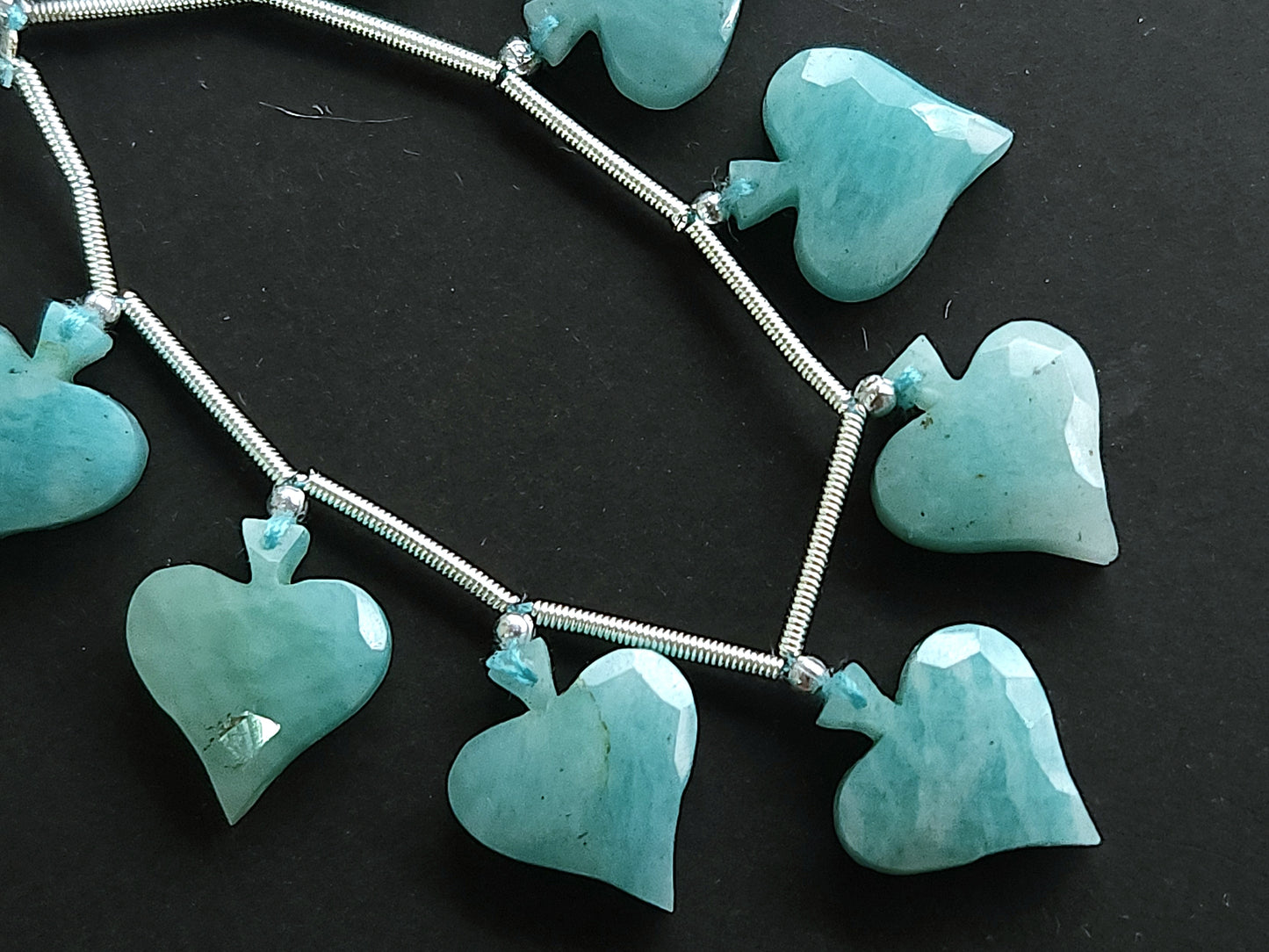 8 Pieces | Natural Amazonite Faceted Spade Beads | 14x16 MM Amazonite Rose Cut Spades
