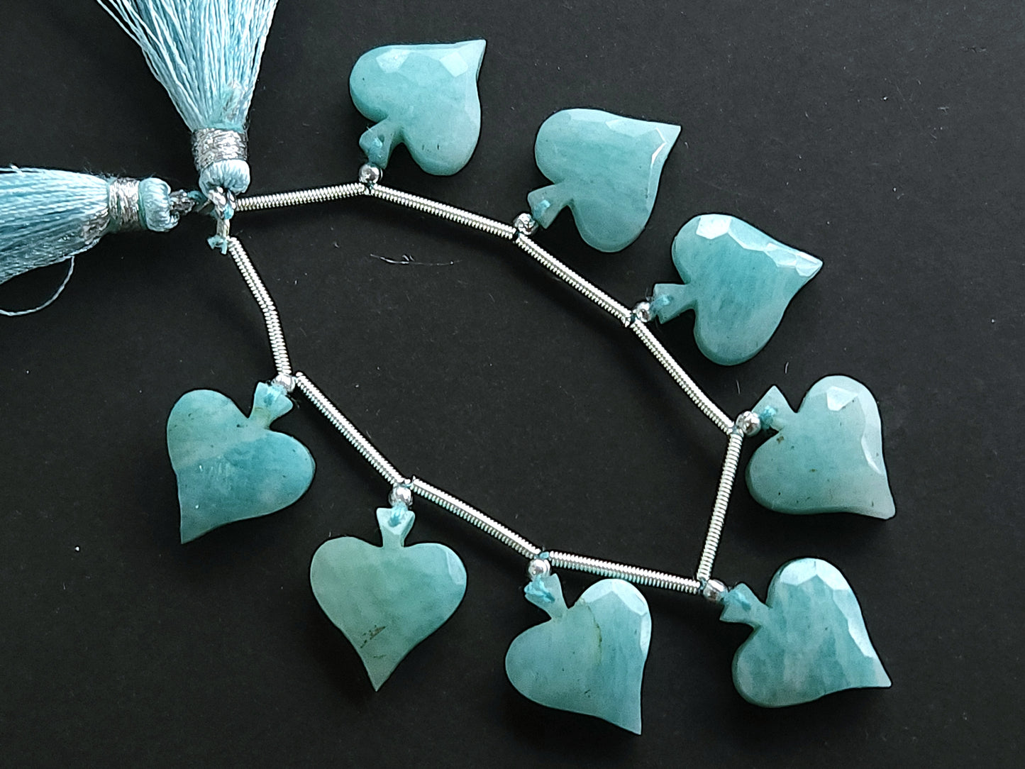 8 Pieces | Natural Amazonite Faceted Spade Beads | 14x16 MM Amazonite Rose Cut Spades