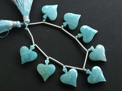 8 Pieces | Natural Amazonite Faceted Spade Beads | 14x16 MM Amazonite Rose Cut Spades