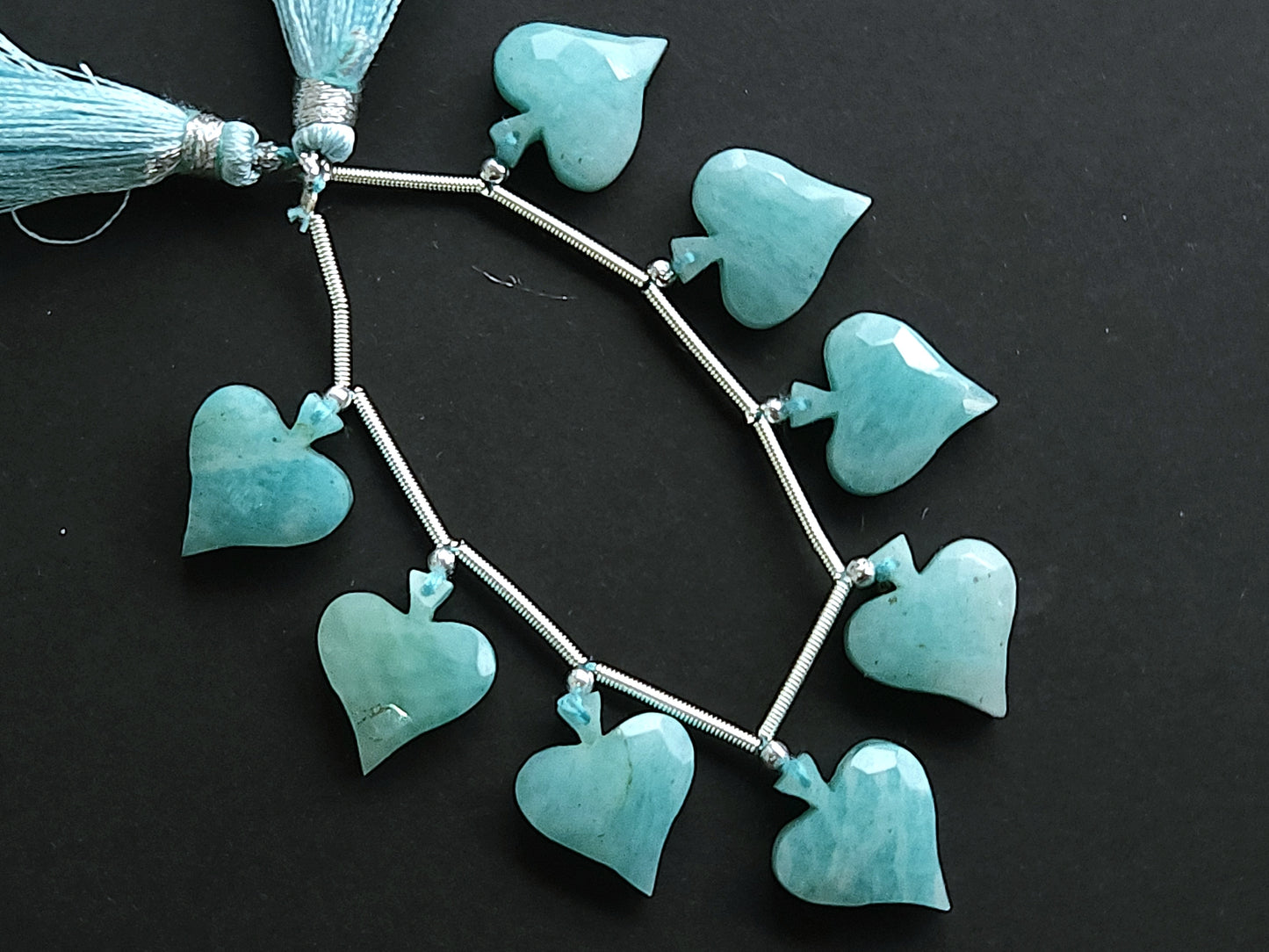 8 Pieces | Natural Amazonite Faceted Spade Beads | 14x16 MM Amazonite Rose Cut Spades