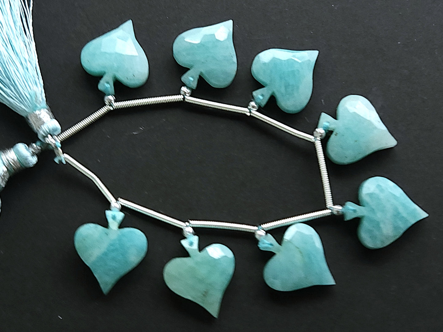 8 Pieces | Natural Amazonite Faceted Spade Beads | 14x16 MM Amazonite Rose Cut Spades