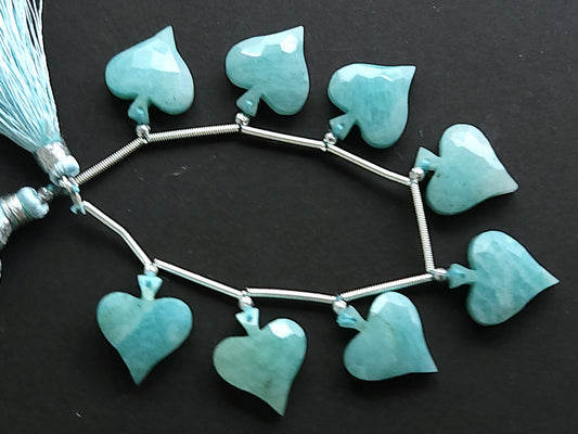 8 Pieces | Natural Amazonite Faceted Spade Beads | 14x16 MM Amazonite Rose Cut Spades