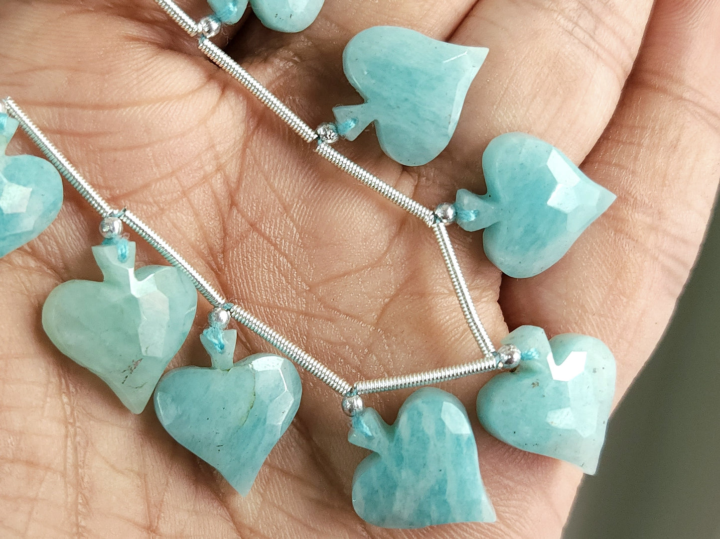 8 Pieces | Natural Amazonite Faceted Spade Beads | 14x16 MM Amazonite Rose Cut Spades