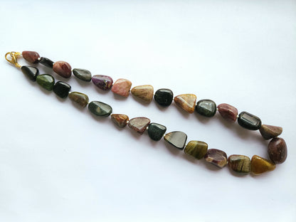 Natural Multi Tourmaline Smooth Nugget Beads | Tumble Shape Gemstone Beads | 19 Inches