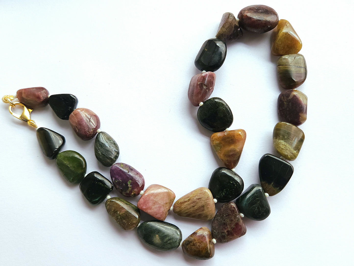 Natural Multi Tourmaline Smooth Nugget Beads | Tumble Shape Gemstone Beads | 19 Inches