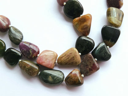 Natural Multi Tourmaline Smooth Nugget Beads | Tumble Shape Gemstone Beads