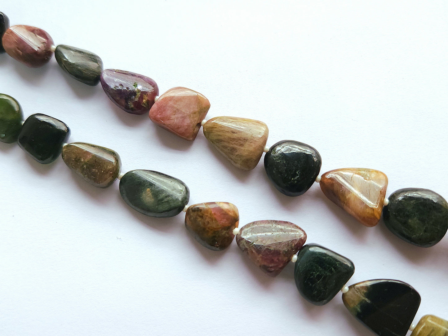 Natural Multi Tourmaline Smooth Nugget Beads | Tumble Shape Gemstone Beads | 19 Inches